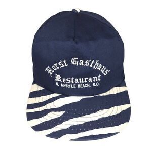 Vintage Horst Gasthaus Restaurant Hat Mens One Size Blue Zebra Stripe Cap NEW